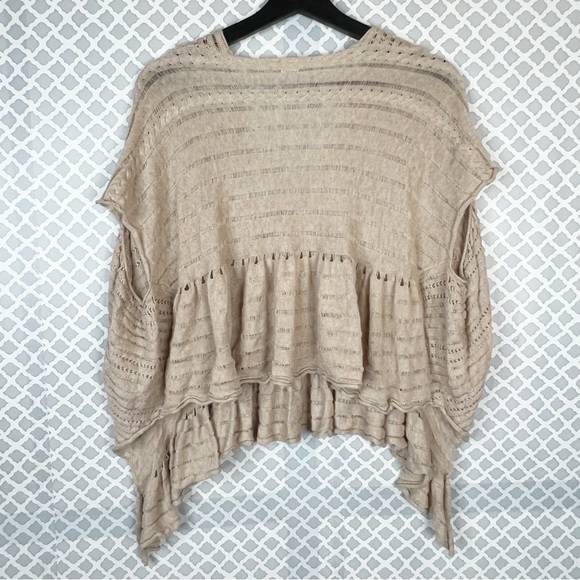 EUC Anthropologie Yellow Bird Tan Carolina Open Knit Poncho Sweater - Picture 7 of 10